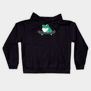 Frog On Skateboard Aesthetic Frog Skateboarder Funny Skateboard Kids Hoodie